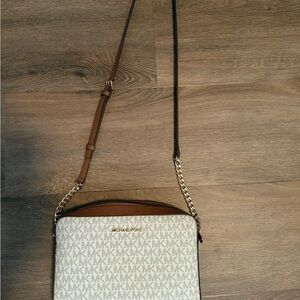 Michael Kors Beige and Brown Crossbody Bag